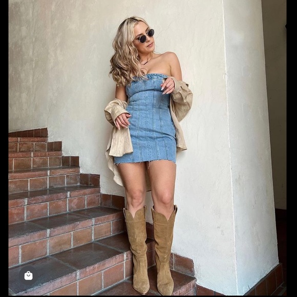 Zara DENIM BANDEAU DRESS - Picture 9 of 16